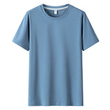 Men Short Sleeved Round Neck Solid Color Clothes - Minihomy