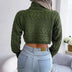 Cable-Knit Turtleneck Cropped Sweater - Minihomy