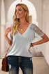 Side Lace V Neck T-Shirt - Minihomy