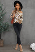 Zebra Print Mock Neck Cold Shoulder Sweater