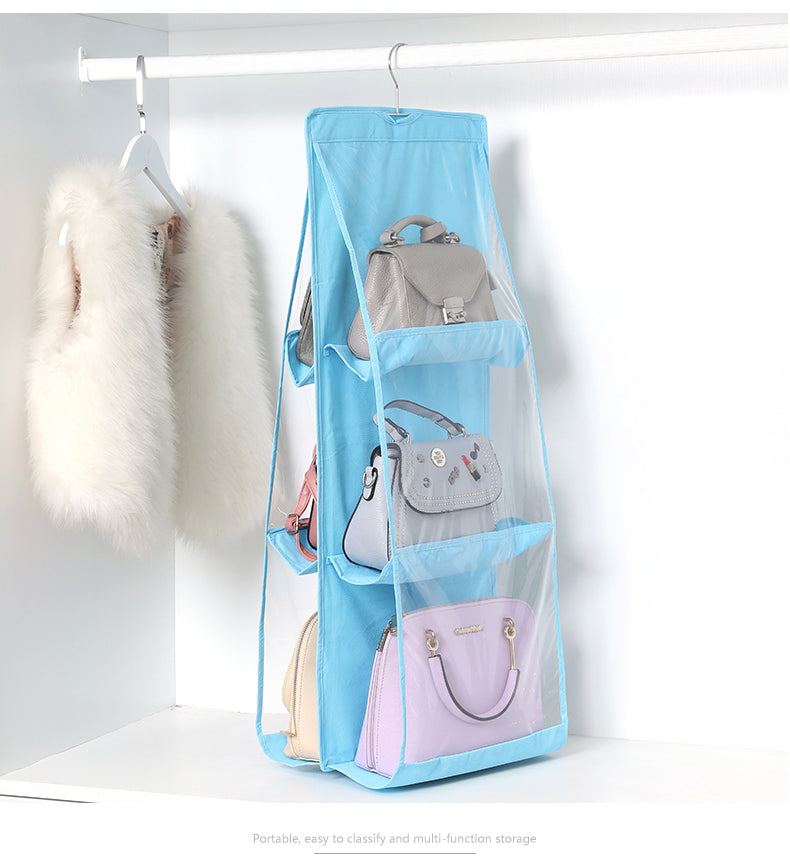 Double-sided Six-layer Visible Transparent Hanging Bag Storage