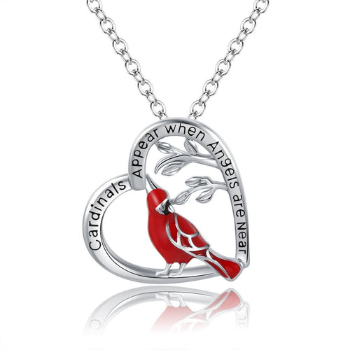 Creative Cardinal Heart Pendant Necklace