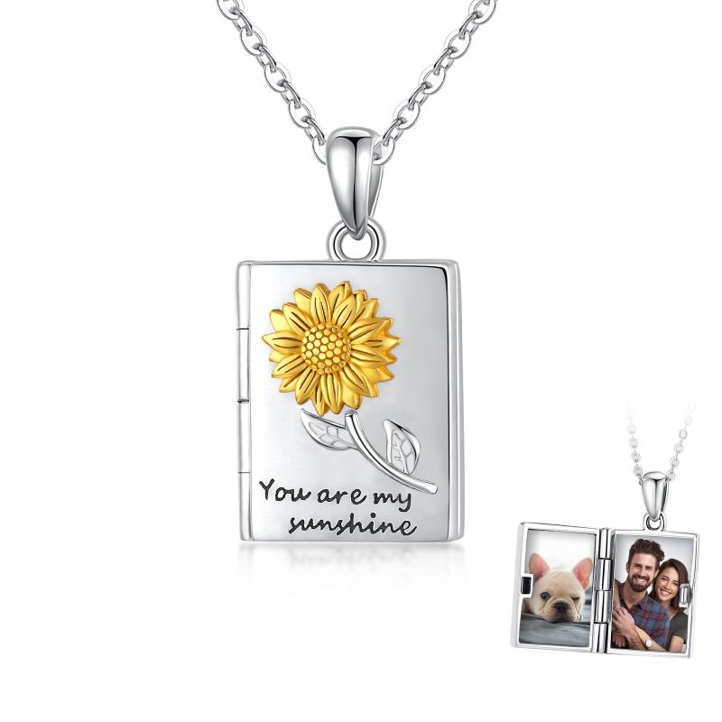 Sunflower Locket Necklace That Hold Pictures, You are My Sunshine Necklace