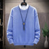 Men's Casual Round Neck Brown Long-Sleeved Pullover Loose Sweater - Minihomy