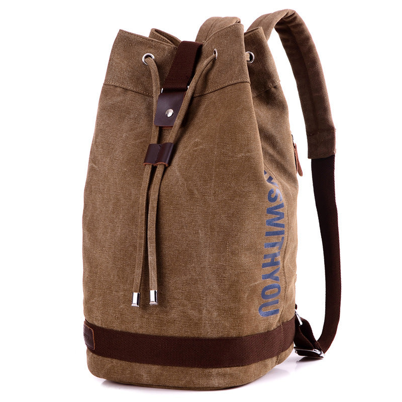 Drawstring Bucket Backpack Multifunctional Large Capacity Casual Canvas Bag