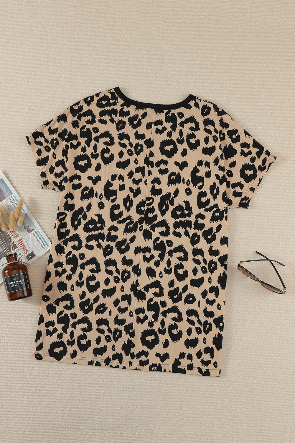 Leopard Pocketed T-Shirt Dress - Minihomy