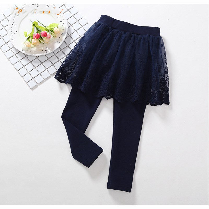 Children's Girls Leggings Cotton Lace Skirt Pants
