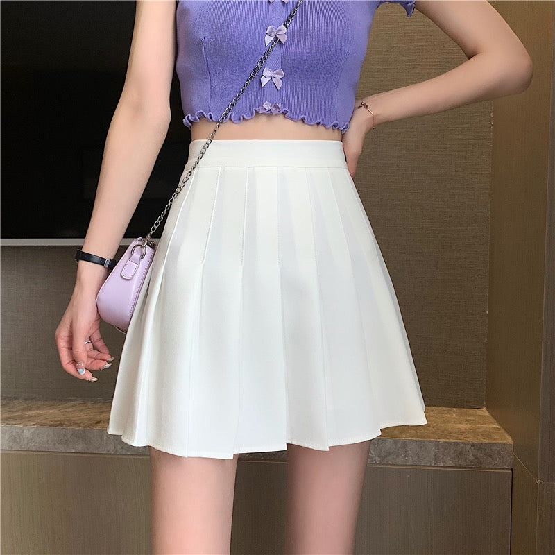 Plaid Pleated Skirt Female High Waist Slim Short - Minihomy