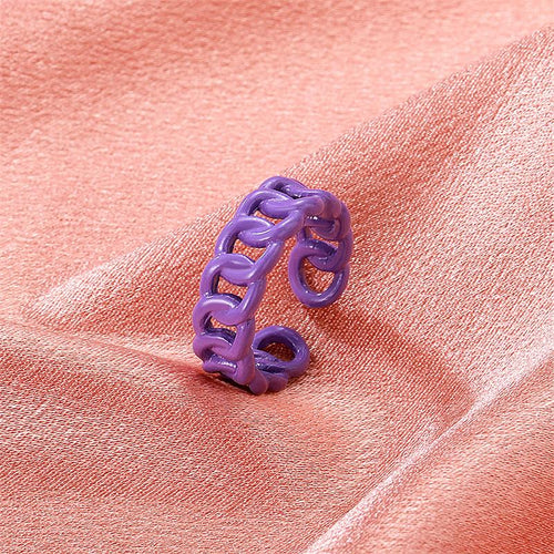 Open Adjustable Ring Retro Metal Color Geometric Chain Ring
