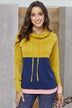 Color Block Raglan Sleeve Drawstring Sweatshirt - Minihomy