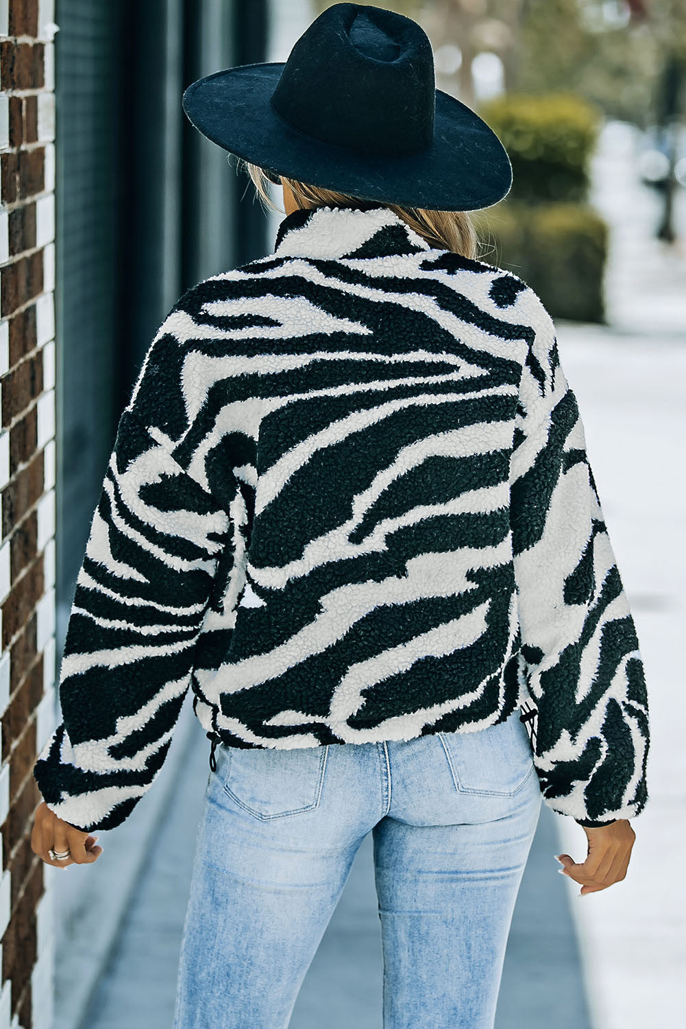 Animal Print Zip Up Teddy Jacket