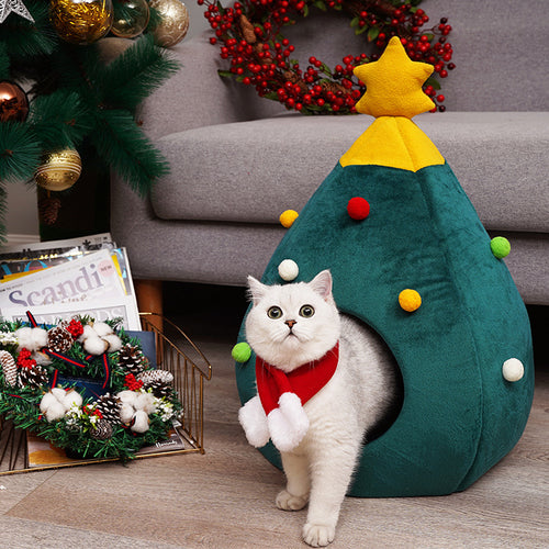 Pet Christmas Tree Bed Cat Mat Kennel