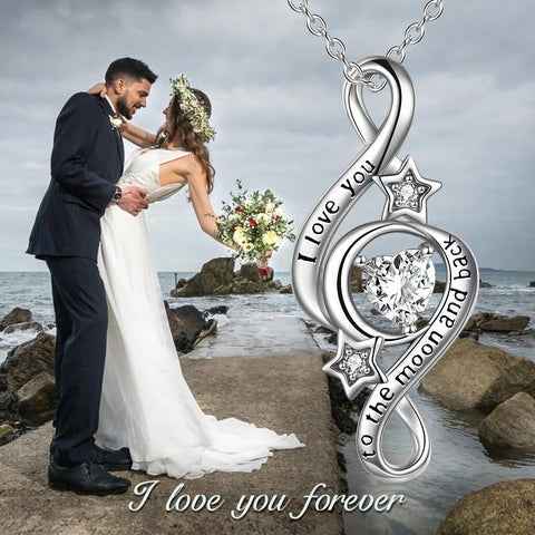 925 Sterling Silver Moon Star Necklace I Love You To The Moon And Back Infinity Jewelry