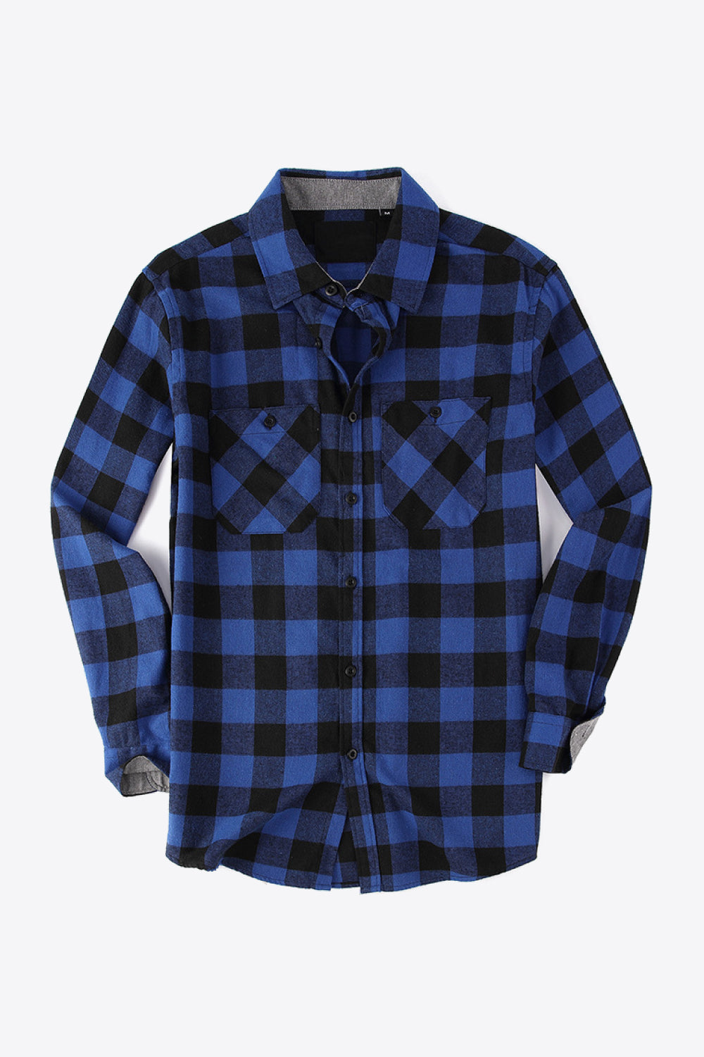 Plaid Button Front Long Sleeve Shirt with Breast Pockets - Minihomy