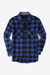 Plaid Button Front Long Sleeve Shirt with Breast Pockets - Minihomy