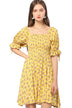 Floral Flounce Sleeve Square Neck Dress - Minihomy