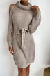 Cold Shoulder Turtleneck Sweater Dress - Minihomy