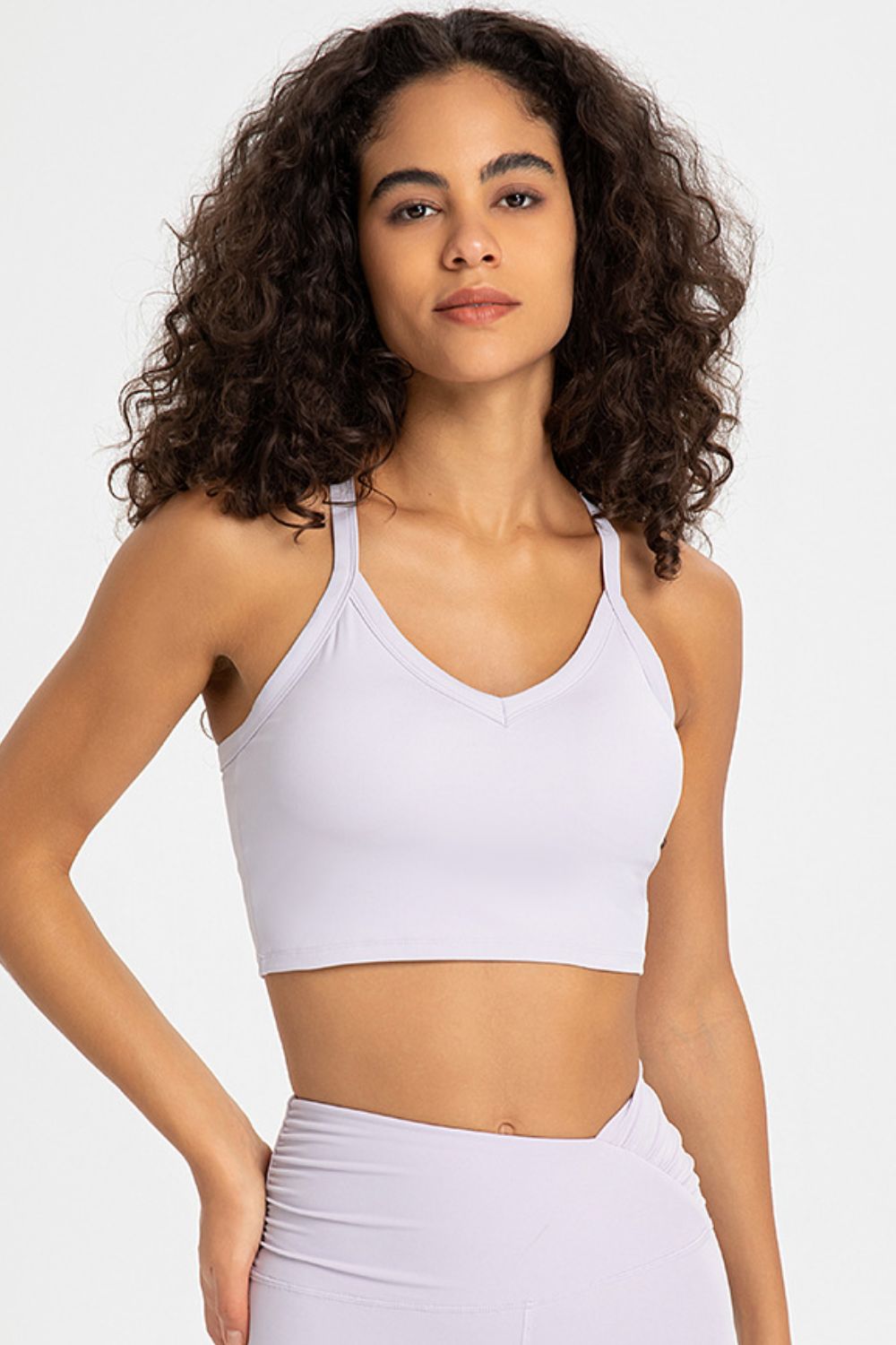 Crisscross Back V-Neck Sports Bra - Minihomy