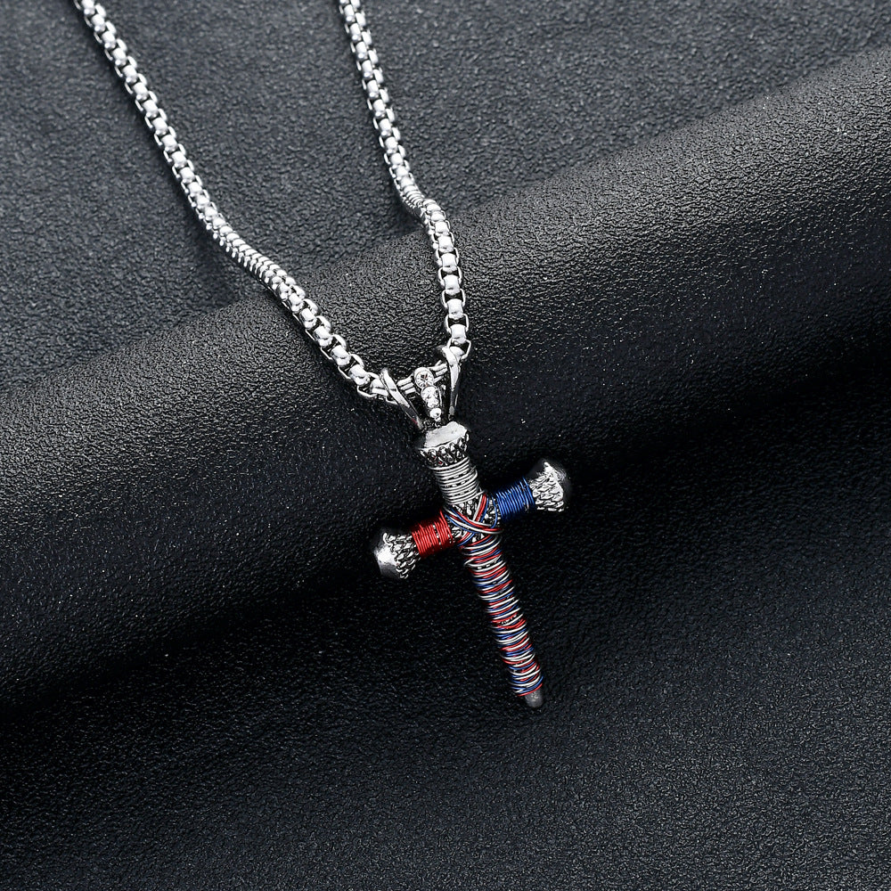 Personalized Nail Cross Pendant  Men's Necklace