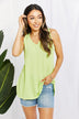 Blumin Apparel Chance of Sun Full Size Ribbed V-Neck Tank in Green - Minihomy