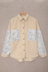 Leopard Corduroy Dropped Shoulder Jacket