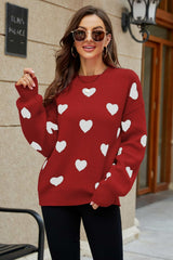 Heart Pattern Lantern Sleeve Sweater