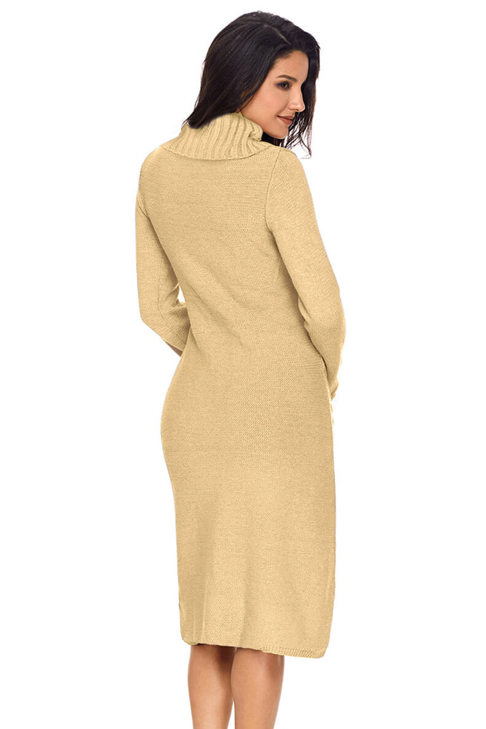 Turtle Neck Bodycon Sweater Dress - Minihomy