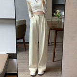 Corduroy Wide Leg Pants High Waist Loose Straight Drape Casual Retro