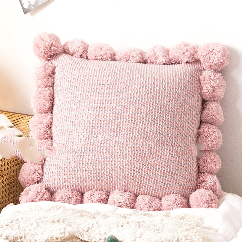 Throw Pillow Bed Sofa Cushion Waist Knitted Pillowcase