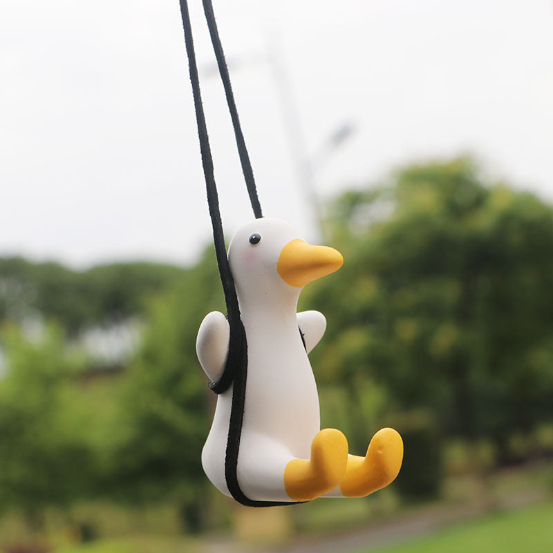 Cute Anime Car Accessorie Swing Duck Pendant Auto Rearview Mirror Ornaments Birthday Gift Auto Decoraction Car Fragrance