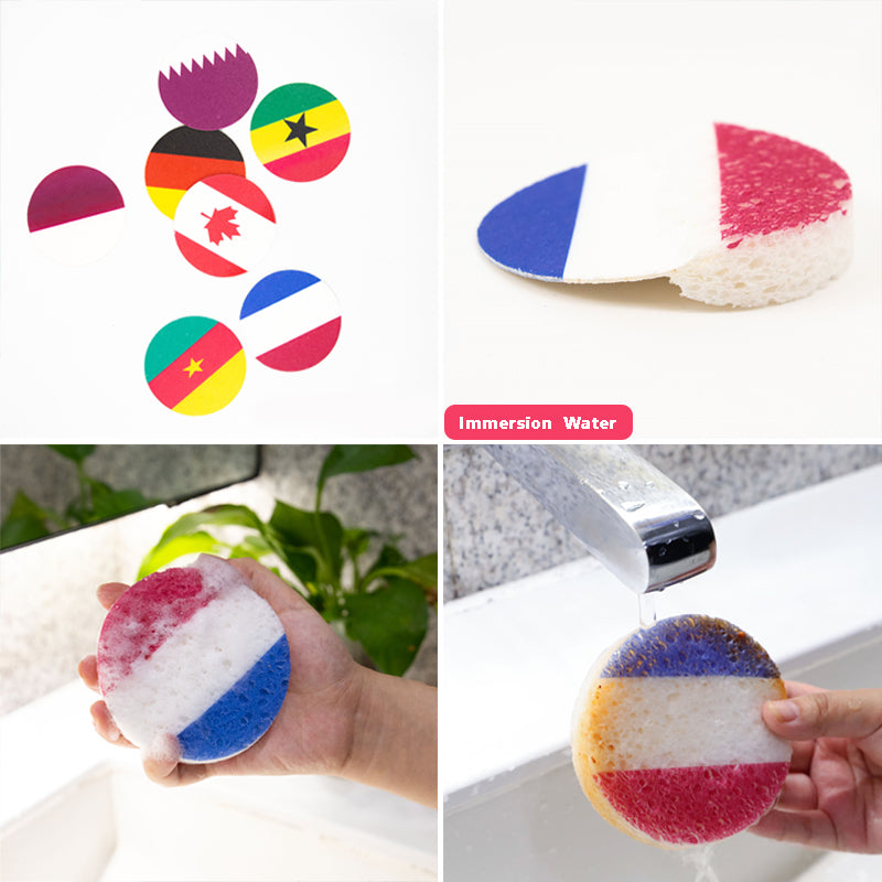 World Cup Sports Qatar Football Dishwashing Sponges National Flag Event Souvenirs For Kitchen Tools