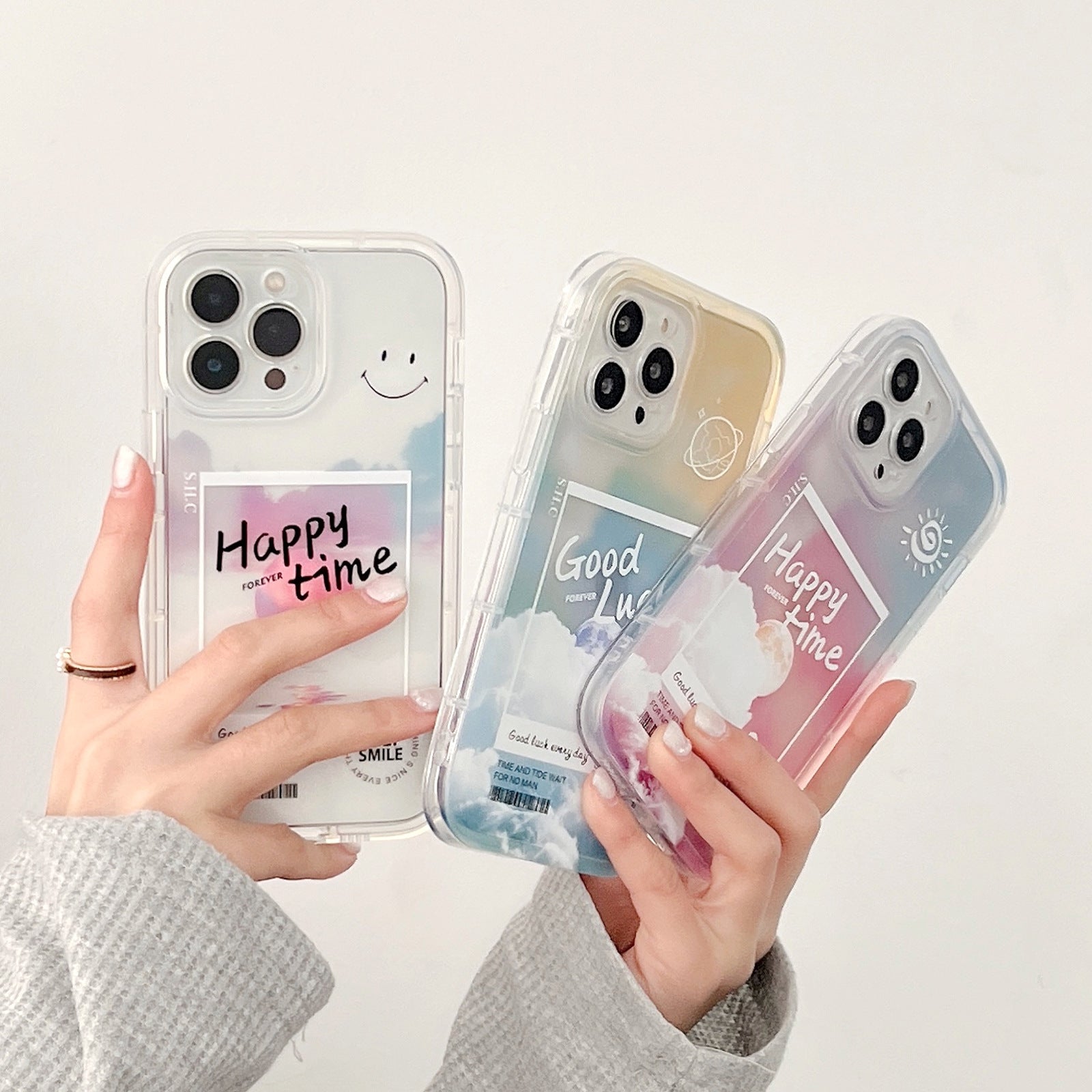 Gradient Transparent Color Cloud Letter Mobile Phone Case