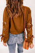 Grommet Detail Lace-Up Cropped Sweatshirt - Minihomy