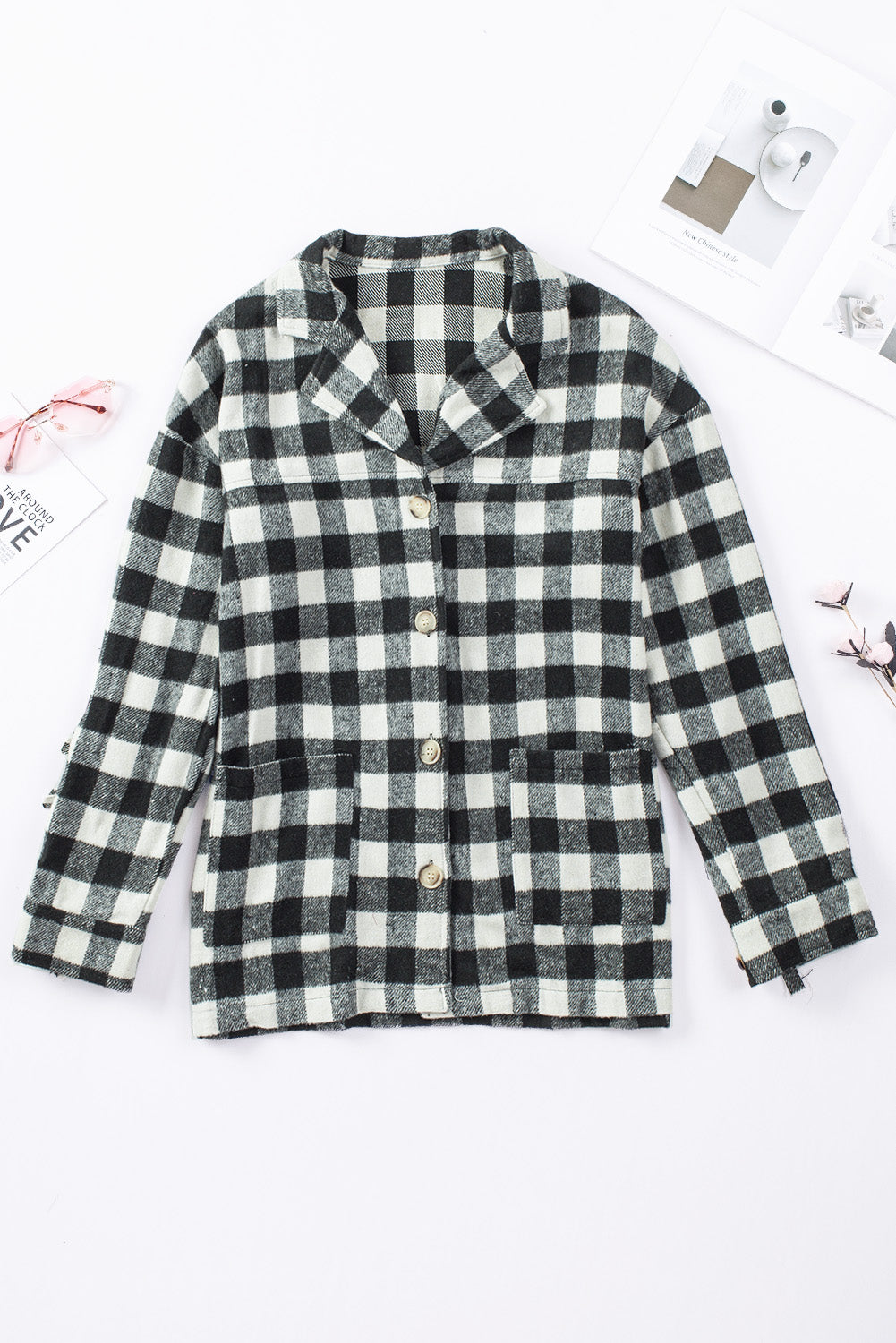 Plaid Fringe Detail Shirt Jacket