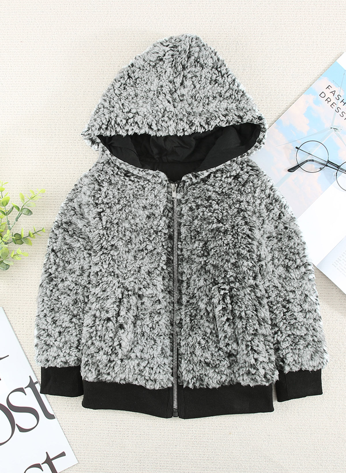 Girls Faux Fur Hooded Jacket