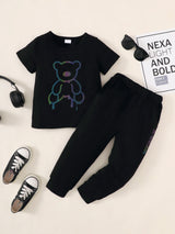 Boys Bear Graphic Tee and Joggers Set - Minihomy