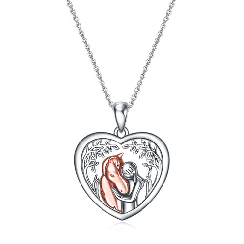 Sterling Silver Horse Pendant Necklace Girls Embrace Horse