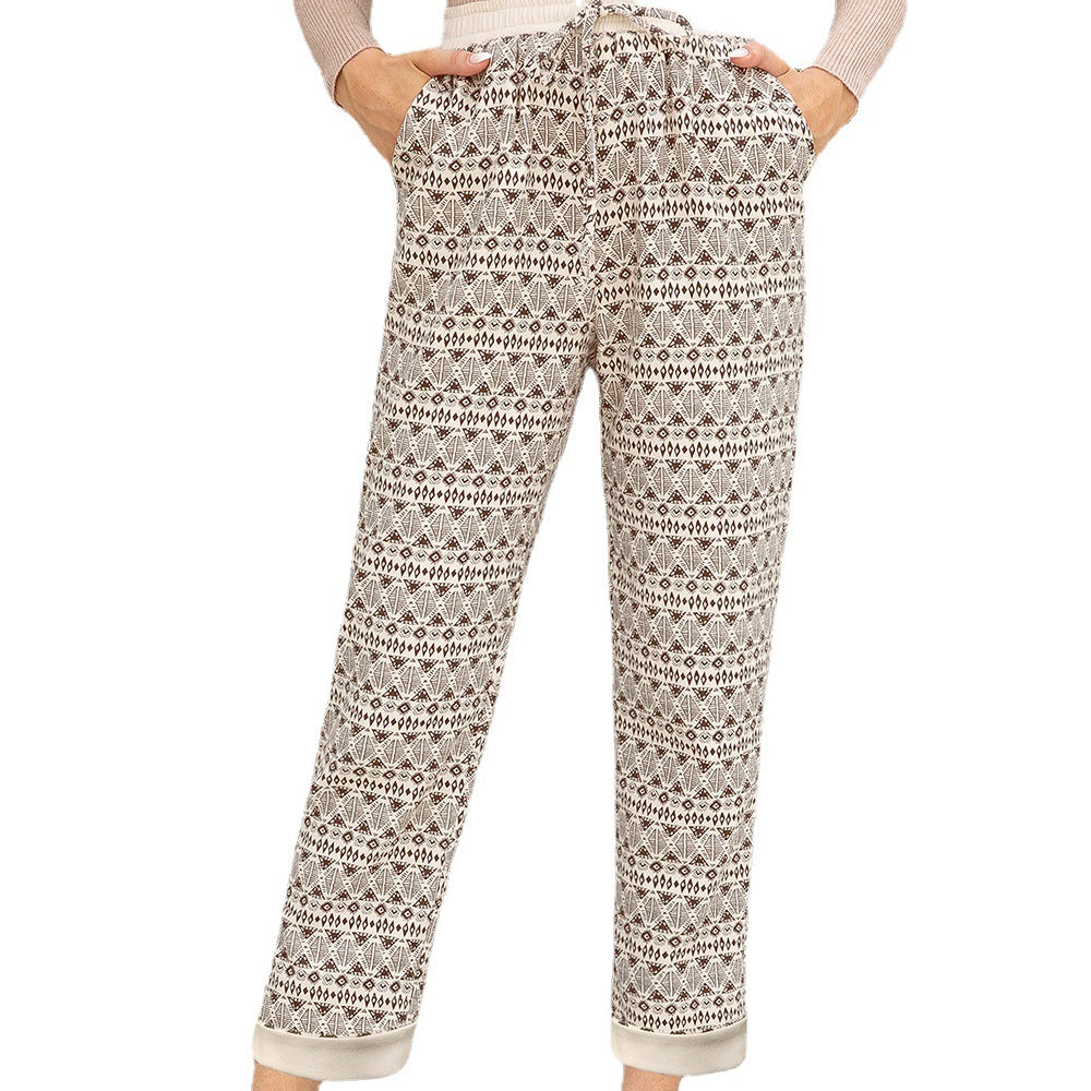 Ladies Print Lace Casual Pants Loose Pants Women - Minihomy