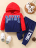 Baby Color Block Graphic Hoodie and Joggers Set - Minihomy