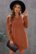 Long Puff Sleeve Corduroy Dress - Minihomy