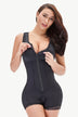 Full Size Zip-Up Scoop Neck Lace Trim Shapewear - Minihomy