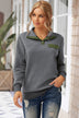 Contrast Quilted Quarter-Snap Long Sleeve Sweatshirt - Minihomy