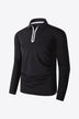 Contrast Long Sleeve Zip Polo Shirt - Minihomy