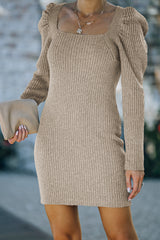 Ribbed Tie-Back Sweater Dress - Minihomy