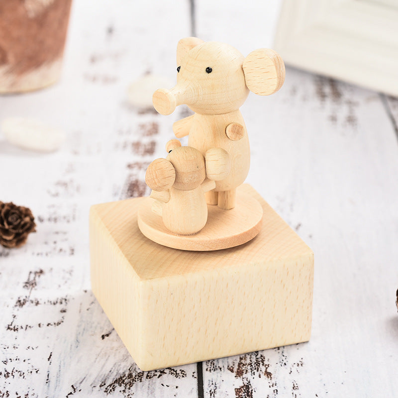 Wooden Mini Music Box Decoration Cartoon Crafts