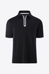 Contrast Short Sleeve Zip Polo Shirt - Minihomy