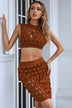 Openwork Cropped Top and Skirt Set - Minihomy