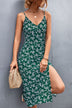 Floral Spaghetti Strap V-Neck Split Dress