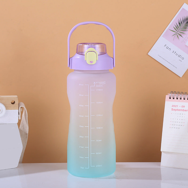 Gradient Color Plastic Water Cup Portable Large Capacity Water Bottle - Minihomy