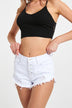 Distressed Frayed Hem Button Fly Denim Shorts - Minihomy